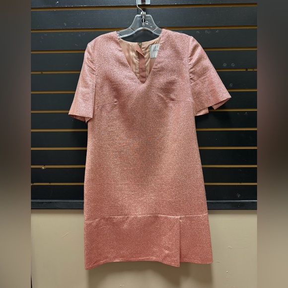 LK Bennett Thulani Metallic Lurex Sherbet Pink Midi Dress - Picture 1 of 3